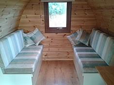 Inside our camping pods